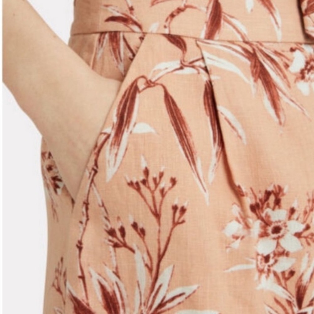 Joie Ethelda Warm Blush Belted Floral Linen Midi Dress - Picture 8 of 12